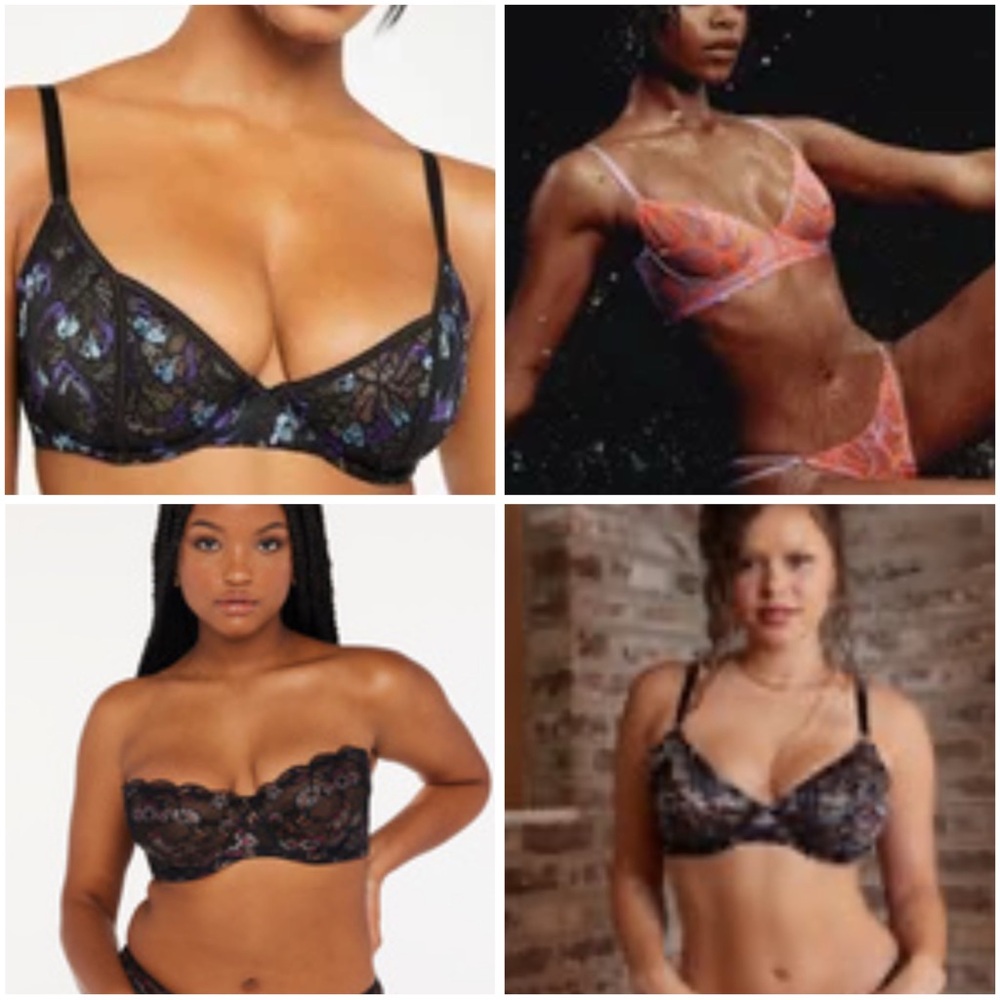 Lot of 4 Savage X Fenty Elegant Lace Bras 38D in great condition, one NWT